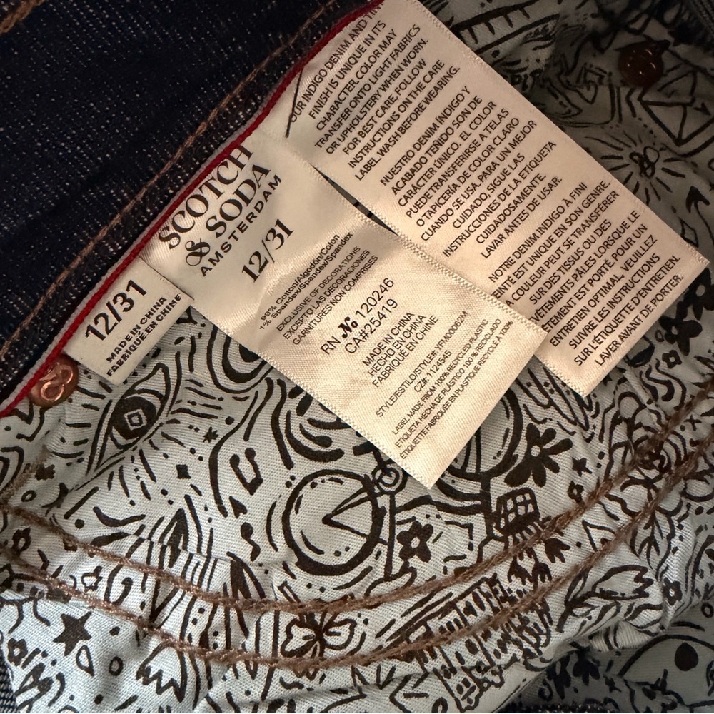 NEW SCOTCH & SODA High waisted Wide Leg COTTON Dark Blue Jeans 31” size 4,12 - Picture 16 of 16